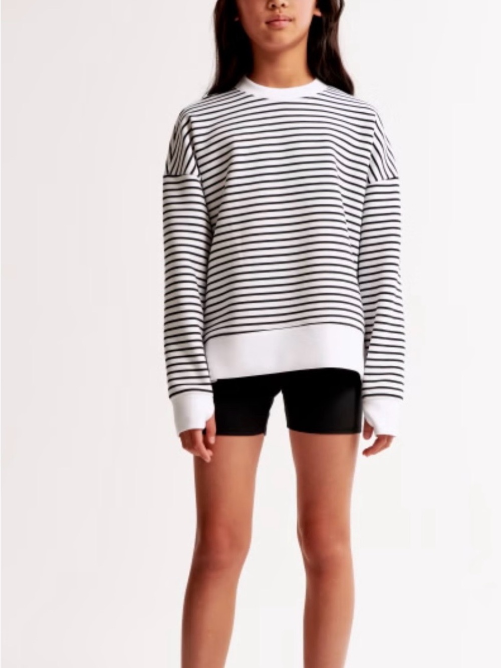 abercrombie kids White and Black Striped Crewneck Sweatshirt